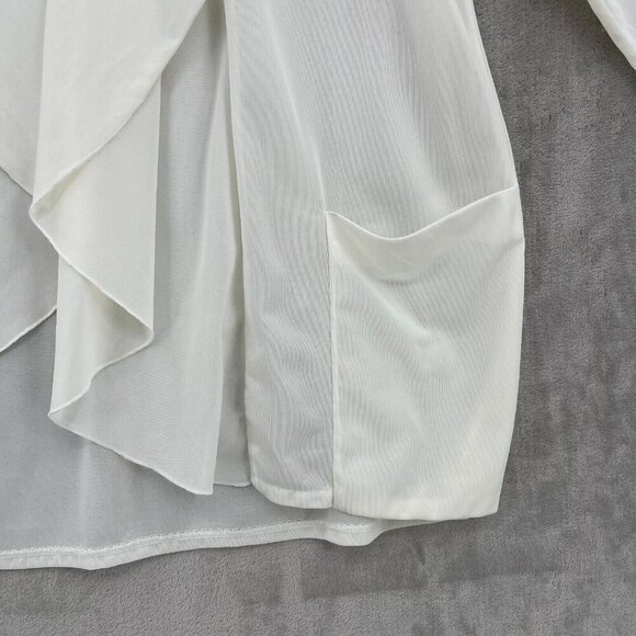 DeWeese Vintage White Nylon Chiffon Waterfall Collar Swim Cover Jacket - Picture 5 of 12